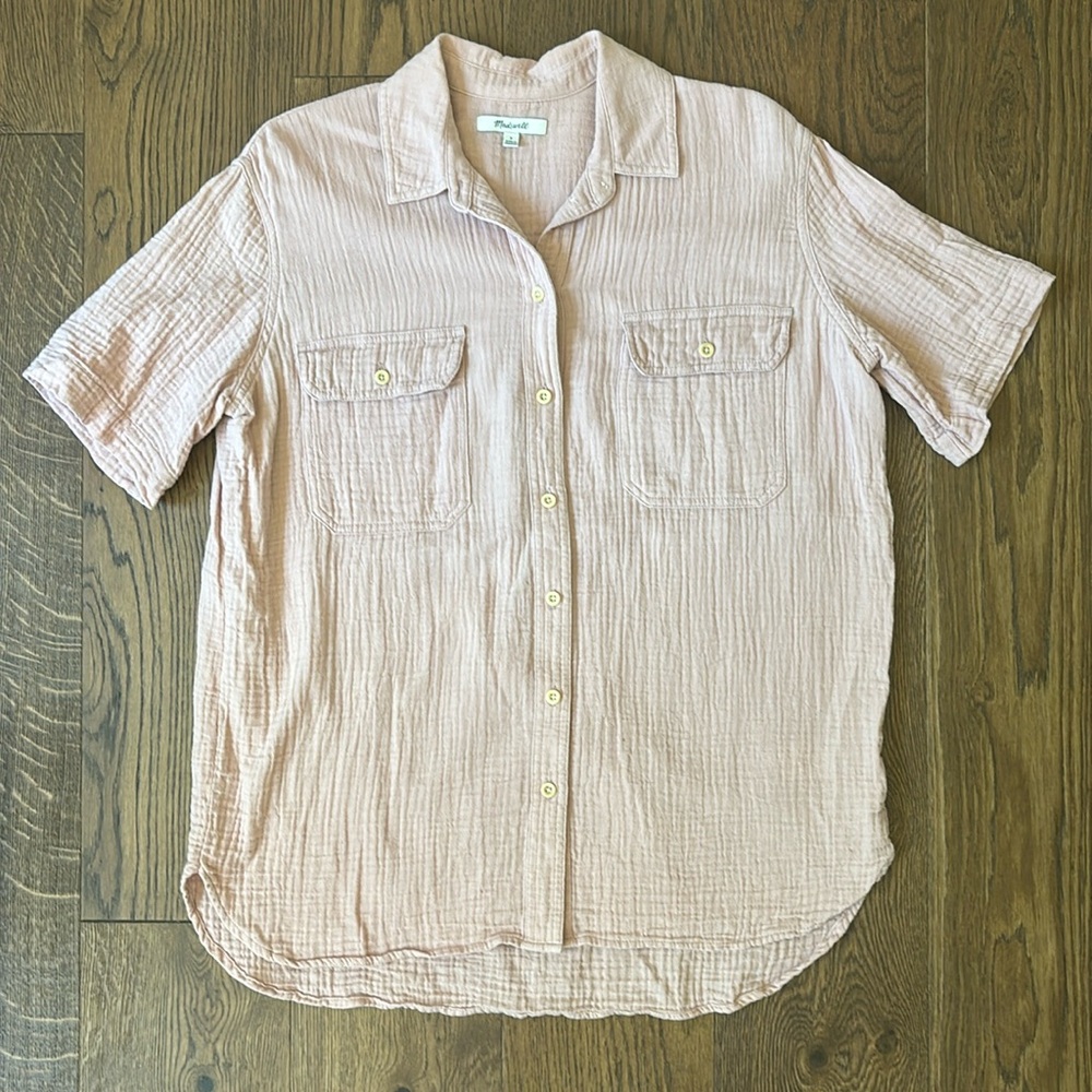 Madewell Lightspun Short-Sleeve Flap-Pocket Shirt